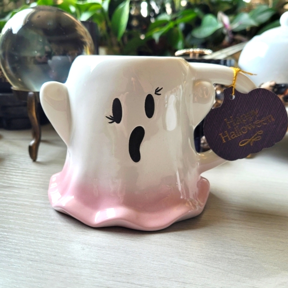Charming Pink Ghost Halloween Mug